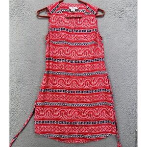 Vineyard Vines Sleeveless Silk Dress Womens 2 Red‎ Geometric  Blend Shift Ladies